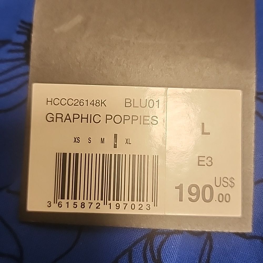 The Kooples Graphic Poppies Short Sleeve Blue Shirt Large $190 NWT - Picture 6 of 6